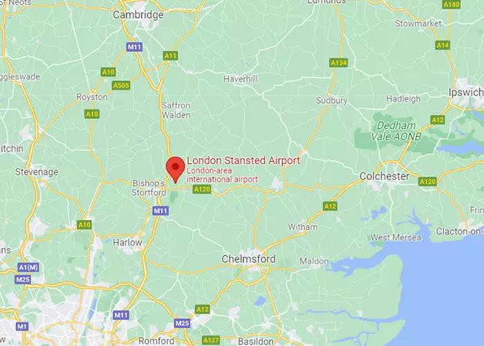 Location of Stansted Airport